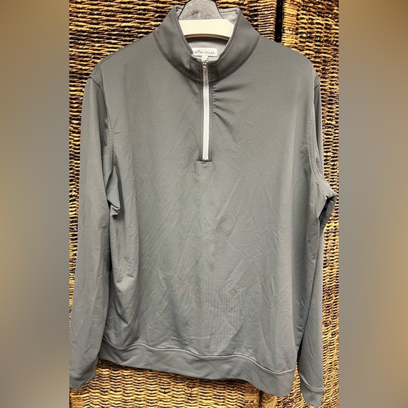Peter Millar - Mens Gray Quarter Zip Pullover- Large Polyester/Spandex‎